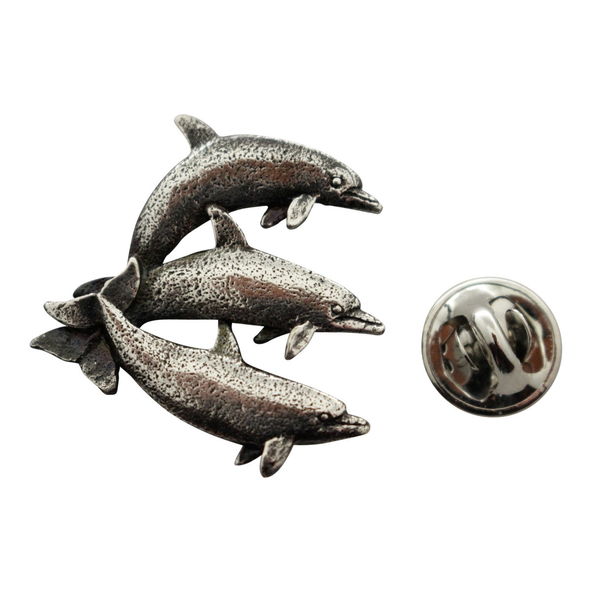 Three Dolphins Pin ~ Antiqued Pewter ~ Lapel Pin ~ Sarah's Treats & Treasures